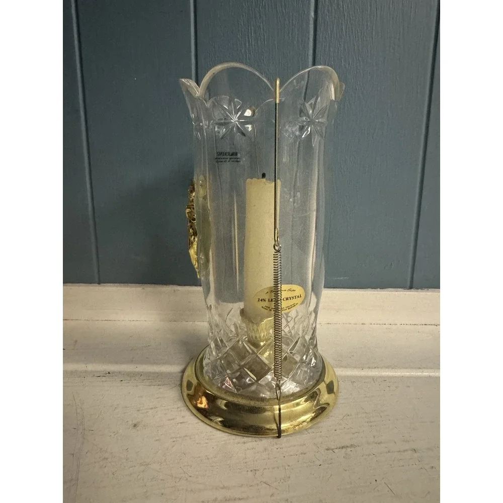 Fine‎ Bohemian Crystal Candle Holder With Golden Angel Czech Republic